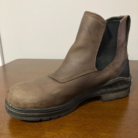 Ariat Womens Size 7 Brown Work Boots Slip Ons Waterproof Leather Heel 10003574 - Picture 1 of 10